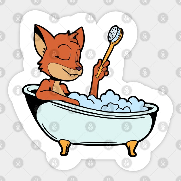 Fox takes bath in the bathtub Sticker by Modern Medieval Design